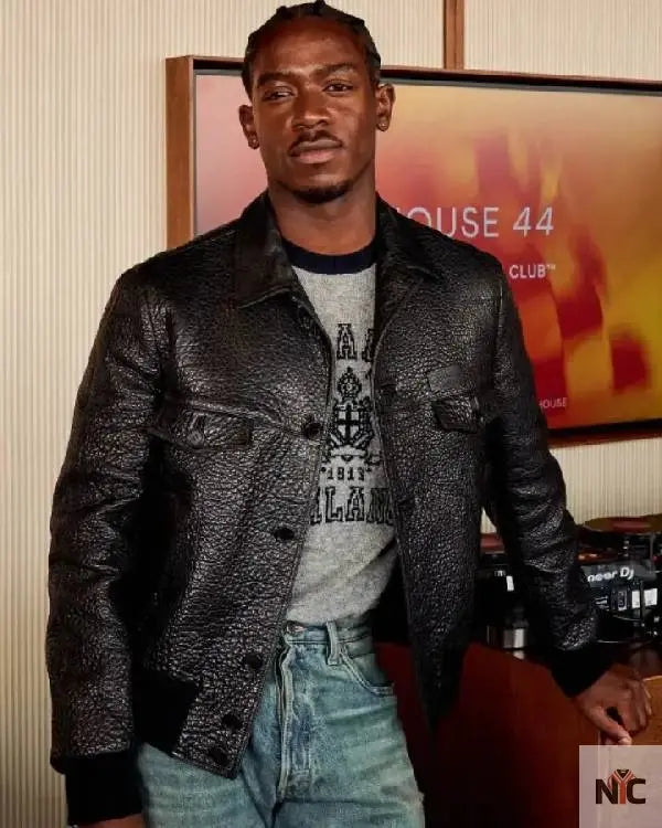 F1 Movie Damson Idris Black Leather Jacket Clanton Jacket