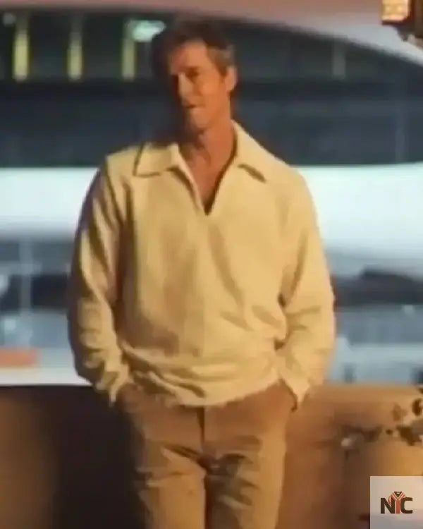 F1 The Movie Brad Pitt White Sweatshirt Clanton Jacket