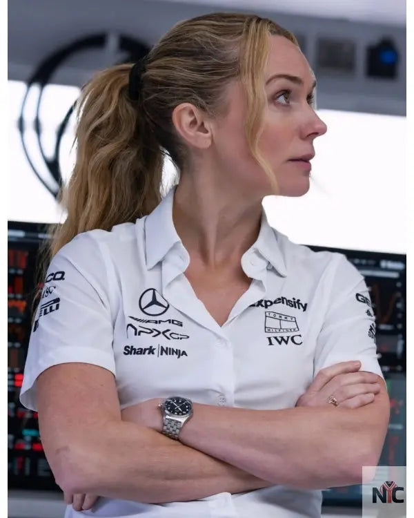 F1 The Movie Kerry Condon White Polo Shirt Clanton Jacket
