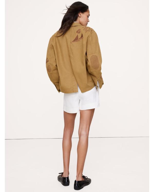 FBI S08 Embroidered Brown Chore Jacket