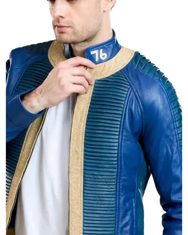 Fallout Vault Dweller Blue Leather Jacket