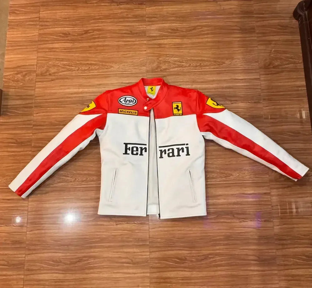Ferrari Red & White Vintage Jacket Clanton Jacket