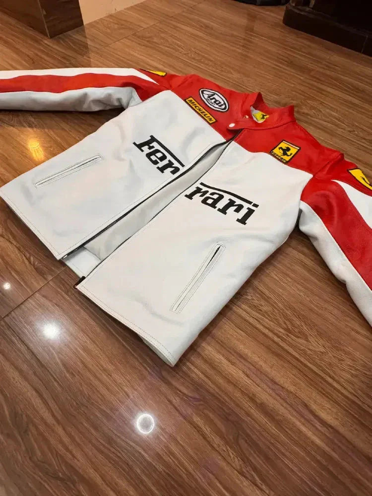 Ferrari Red & White Vintage Jacket Clanton Jacket