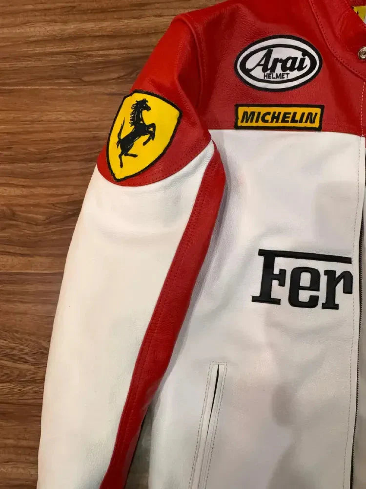 Ferrari Red & White Vintage Jacket Clanton Jacket