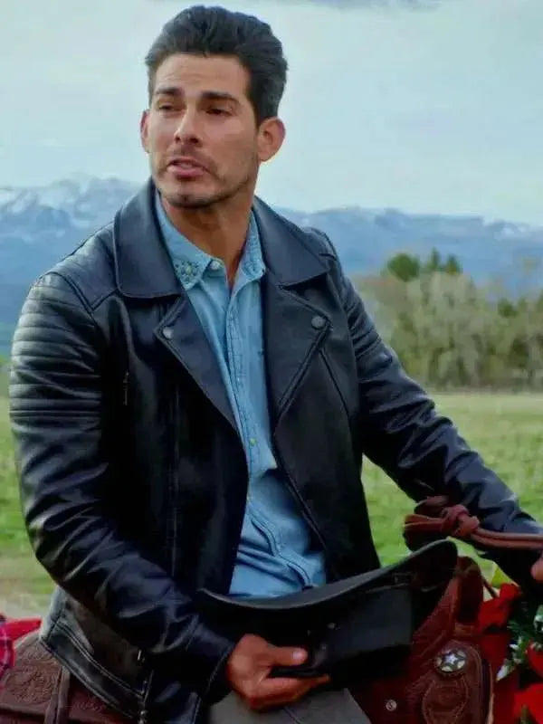 Finding Mr. Christmas Angel Garet Black Leather Jacket WorthVee