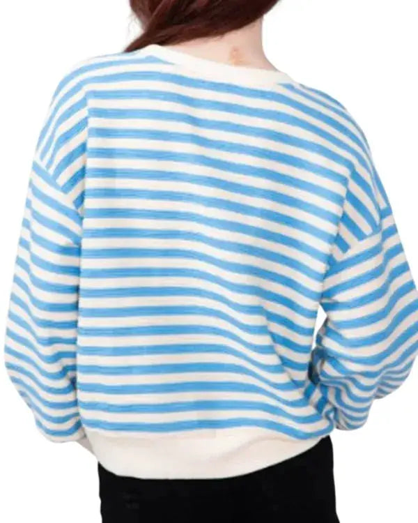 Fixer to Fabulous S07 Jenny Marrs Blue & White Stiped Sweatshirt WorthVee