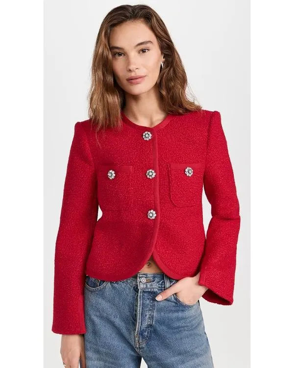 Fox And Friends 2026 Ainsley Earhardt Red Tweed Jacket