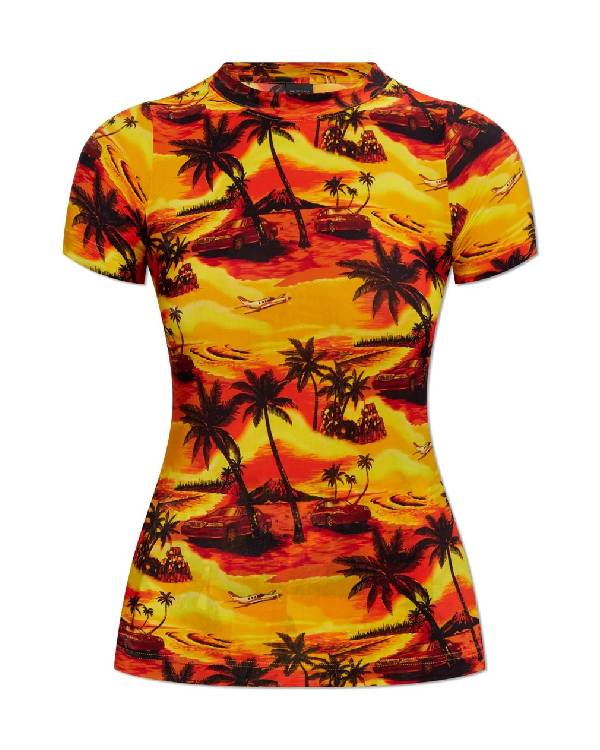 Freakier Friday Lindsay Lohan Orange Palm Tree Printed T-Shirt Clanton Jacket