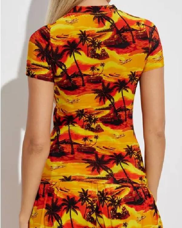 Freakier Friday Lindsay Lohan Orange Palm Tree Printed T-Shirt Clanton Jacket