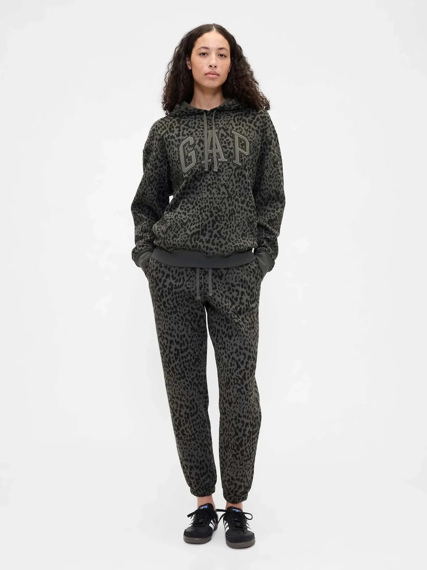 Gap Logo Charcoal Leopard Hoodie Clanton Jacket