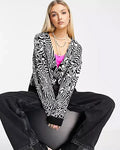 Gen V S01 2023 Jaz Sinclair Black & White Wavy Print Cardigan