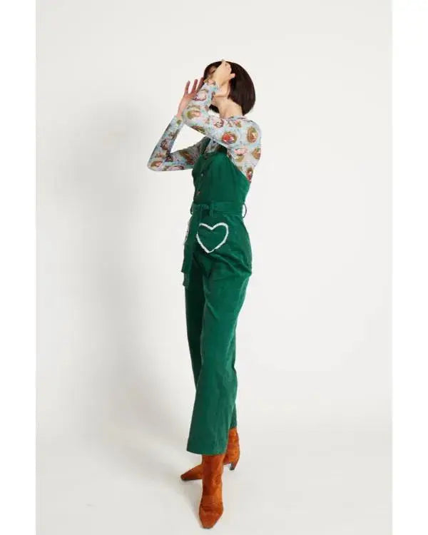Girl Meets Farm S15 Molly Yeh Green Heart Pocket Jumpsuit WorthVee