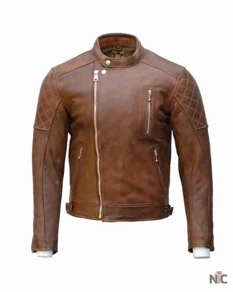 Goldtop Bobber Armoured Brown Leather Jacket Clanton Jacket