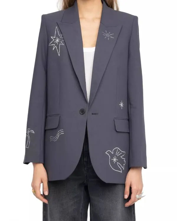 Good Morning America Joan Lunden Gray Embellished Blazer