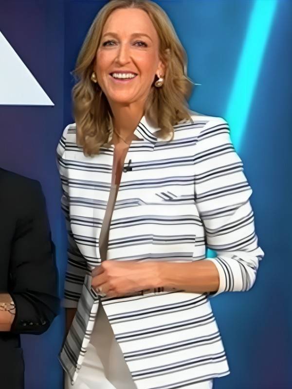 Good Morning America 2025 Lara Spencer Striped Blazer Clanton Jacket
