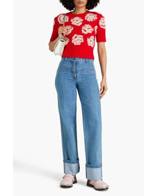 Good Morning America 2026 Rebecca Jarvis Red Floral Sweater
