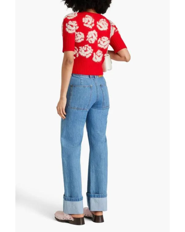 Good Morning America 2026 Rebecca Jarvis Red Floral Sweater