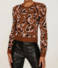 Good Morning America Ginger Zee Brown Animal Print Sweater