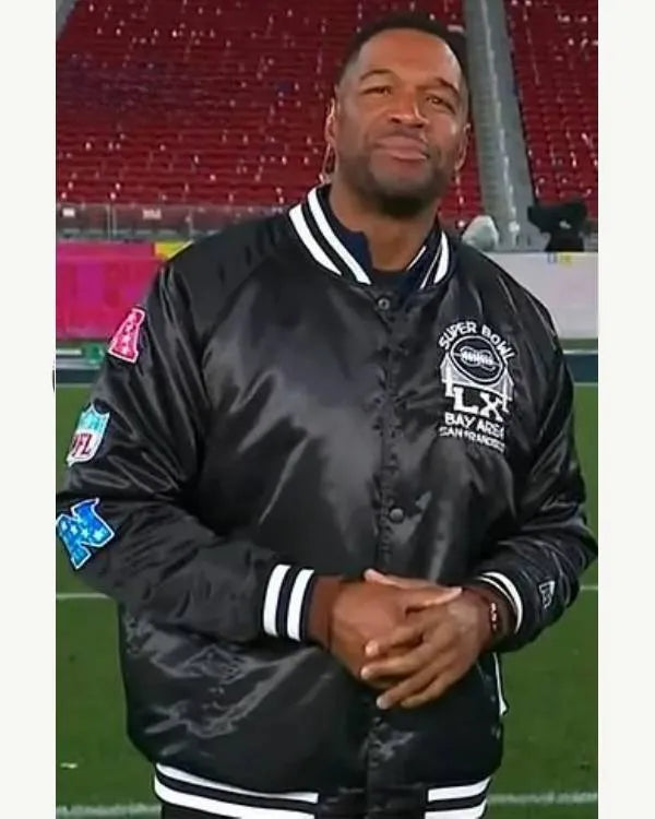 Good Morning America Michael Strahan Black Varsity Jacket