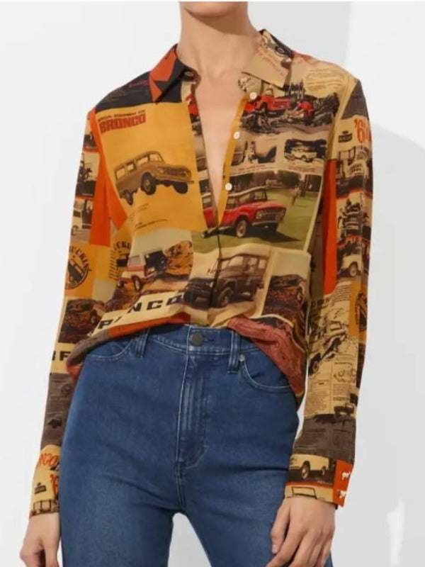 Good Morning America Savannah Chrisley Brown Printed Shirt WorthVee