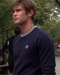 Gossip Girl 2025 Chace Crawford Navy Blue Crewneck Sweater