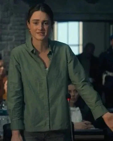 Grace Van Patten Amanda Knox Grey Shirt USA Jackets