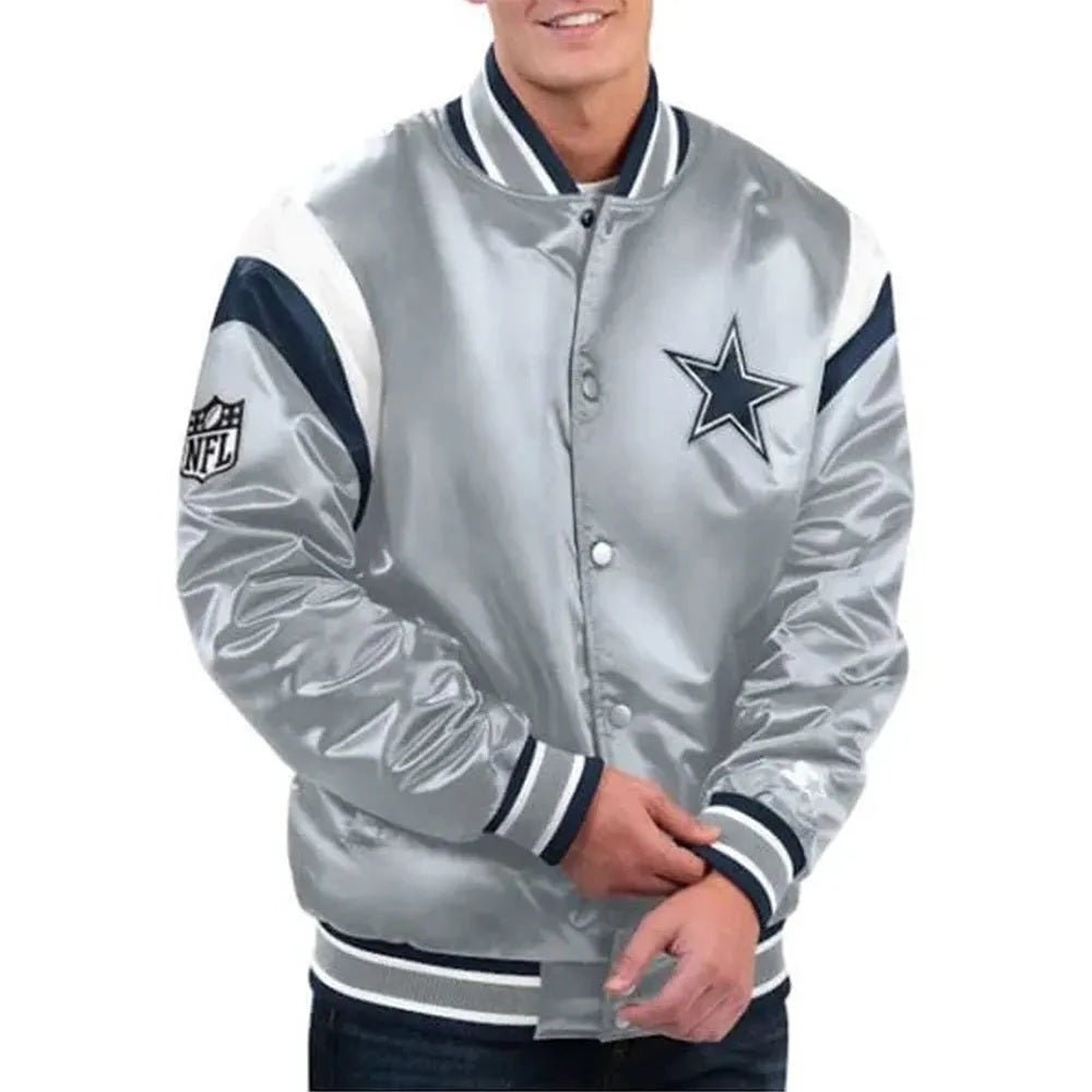 Gray Dallas Cowboys Shutout Satin Jacket WorthVee