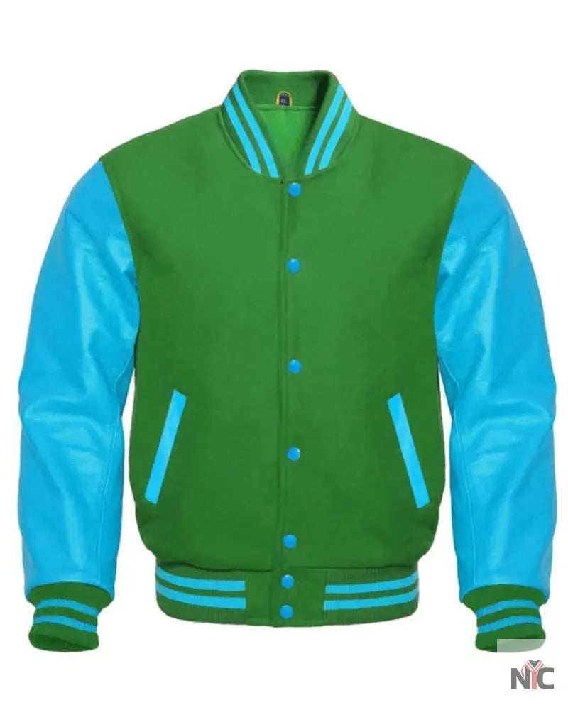 Green & Blue Varsity Jacket Clanton Jacket