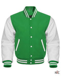 Green & White Varsity Jacket Clanton Jacket