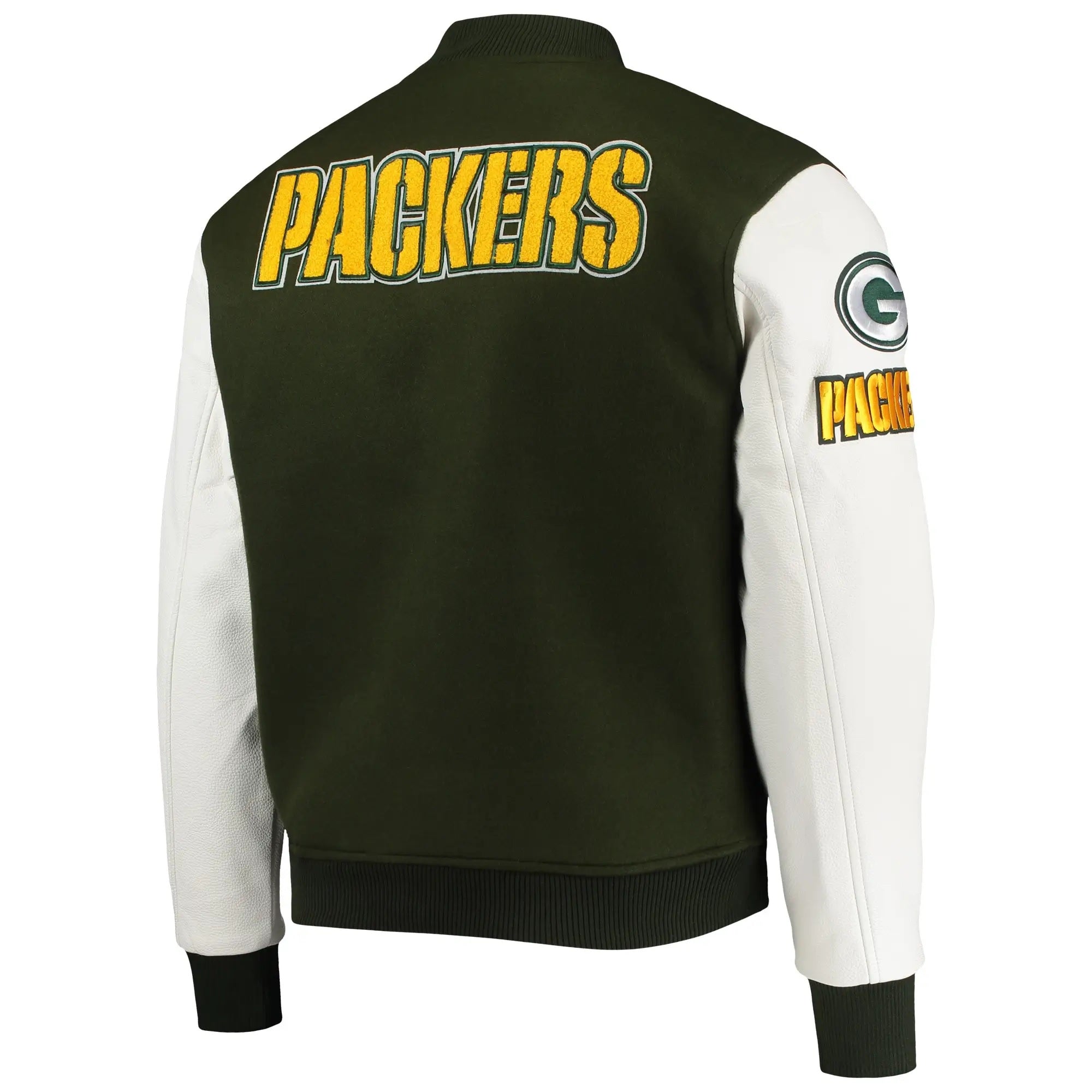 Green Bay Packers Full-zip Green and White Varsity Jacket WorthVee