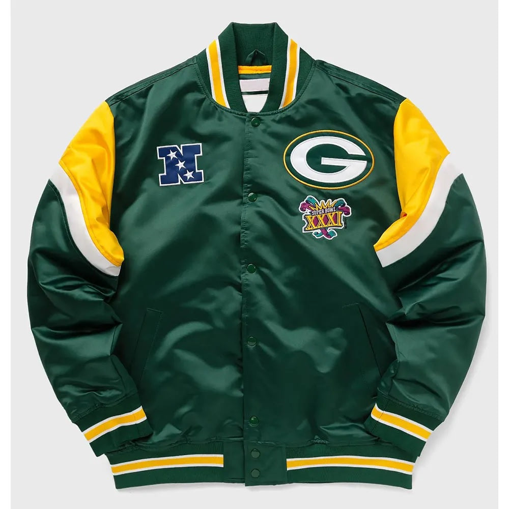 Green Bay Packers Heavyweight Green Satin Jacket WorthVee
