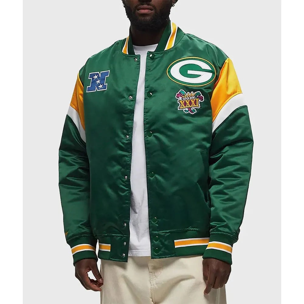 Green Bay Packers Heavyweight Green Satin Jacket WorthVee
