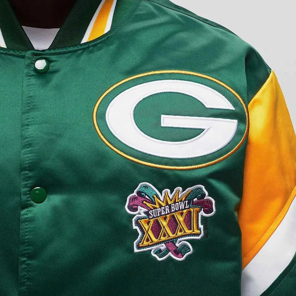 Green Bay Packers Heavyweight Green Satin Jacket WorthVee