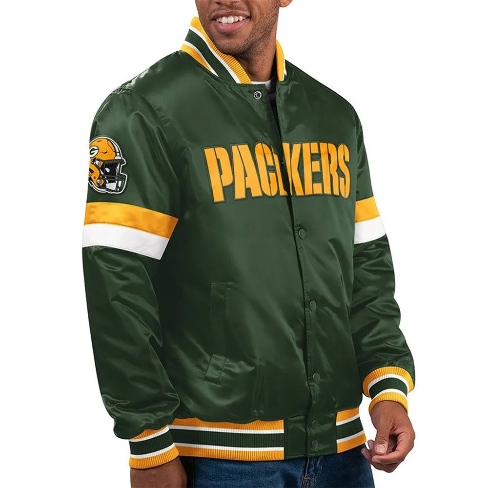 Green Bay Packers Home Game Green Satin Jacket WorthVee
