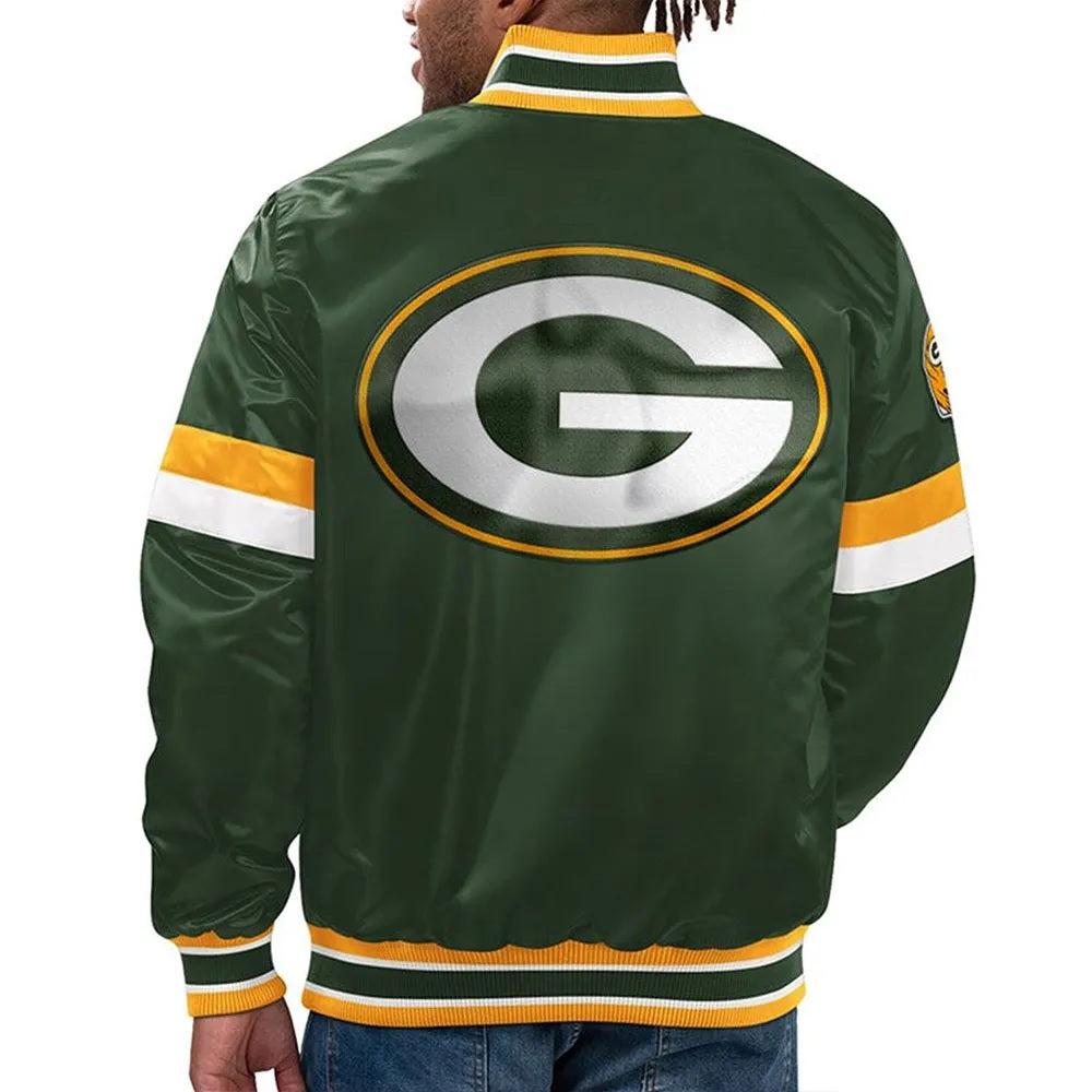 Green Bay Packers Home Game Green Satin Jacket WorthVee