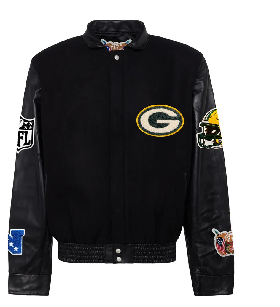 Green Bay Packers Jeff Hamilton Wool And Leather Jacket WorthVee