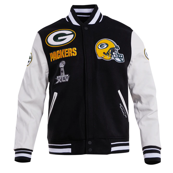 Green Bay Packers Mash Up Wool Varsity Jacket WorthVee