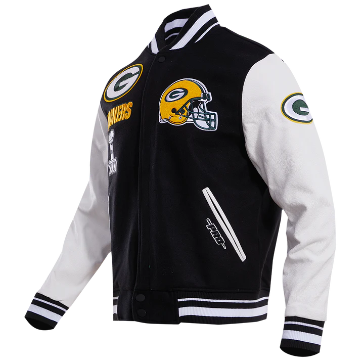 Green Bay Packers Mash Up Wool Varsity Jacket WorthVee