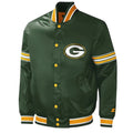 Green Bay Packers Midfield Varsity Green Satin Jacket WorthVee