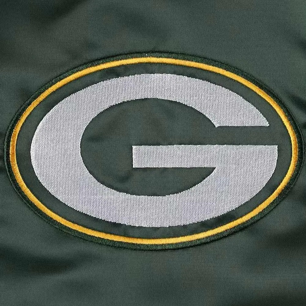 Green Bay Packers Midfield Varsity Green Satin Jacket WorthVee