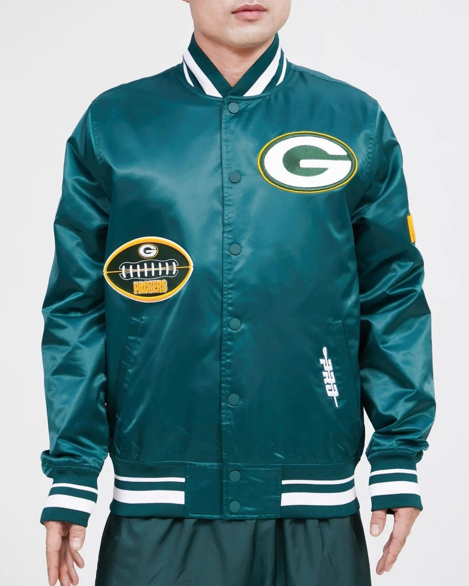 Green Bay Packers Old English Satin Jacket WorthVee
