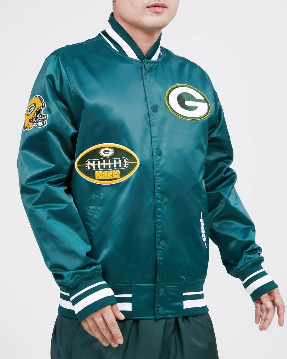 Green Bay Packers Old English Satin Jacket WorthVee