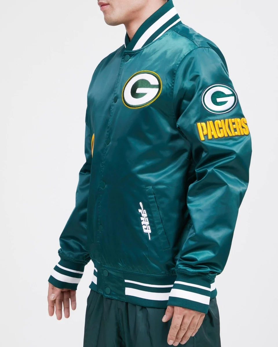 Green Bay Packers Old English Satin Jacket WorthVee