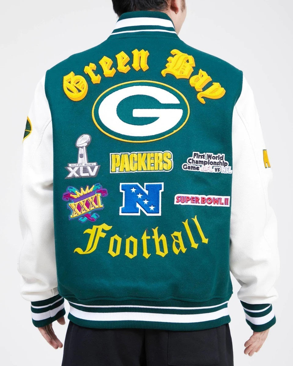Green Bay Packers Old English Wool Varsity Jacket WorthVee