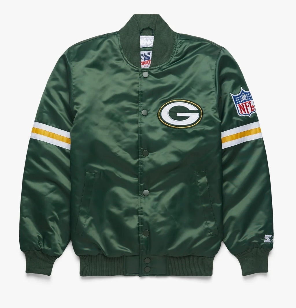 Green Bay Packers Satin Varsity Jacket WorthVee