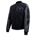 Green Bay Packers Triple Black Logo Varsity Jacket WorthVee