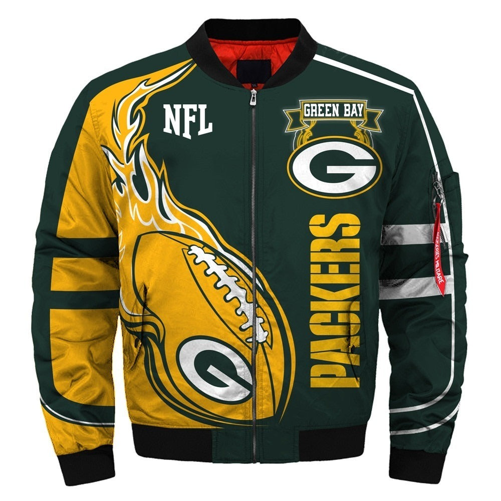 Green Bay Packers Yellow and Green Bomber Jacket WorthVee