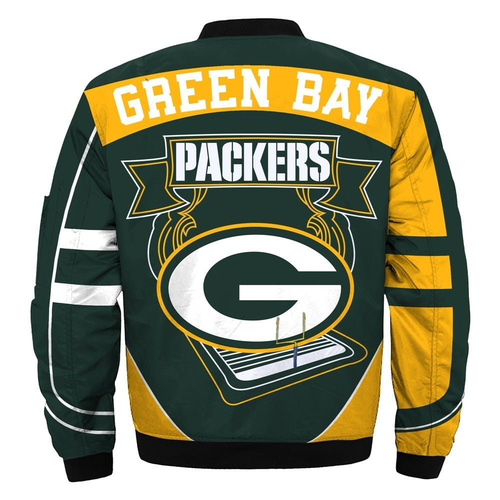 Green Bay Packers Yellow and Green Bomber Jacket WorthVee