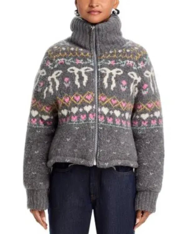 Grey Dream Chaser Fair Isle Puffer Jacket WorthVee