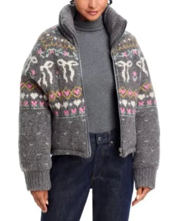 Grey Dream Chaser Fair Isle Puffer Jacket WorthVee